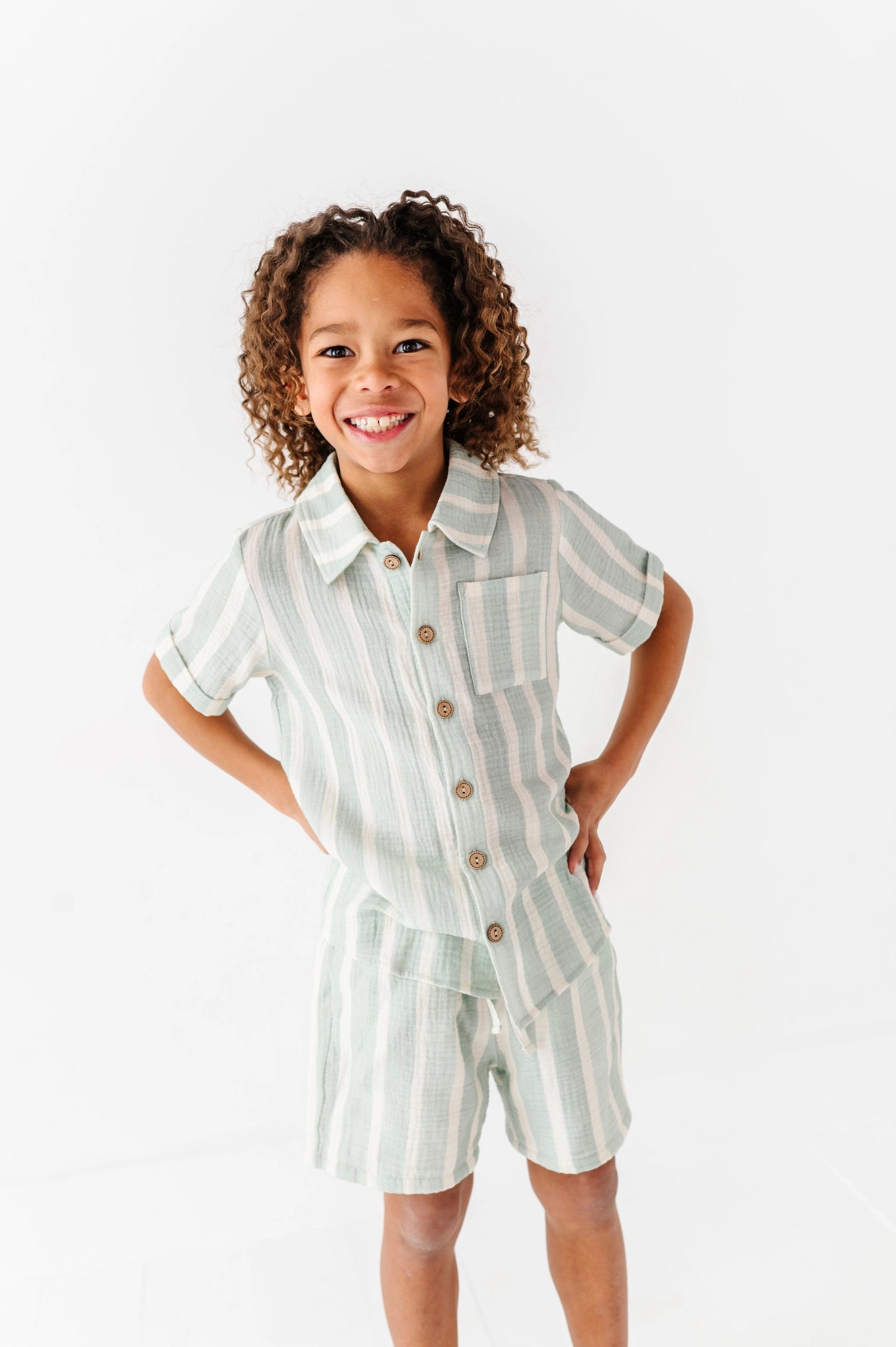 MINT BAY STRIPES LINEN SET