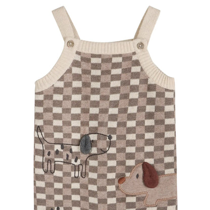 CHECKER 3D DOG KNIT OVERALL SET