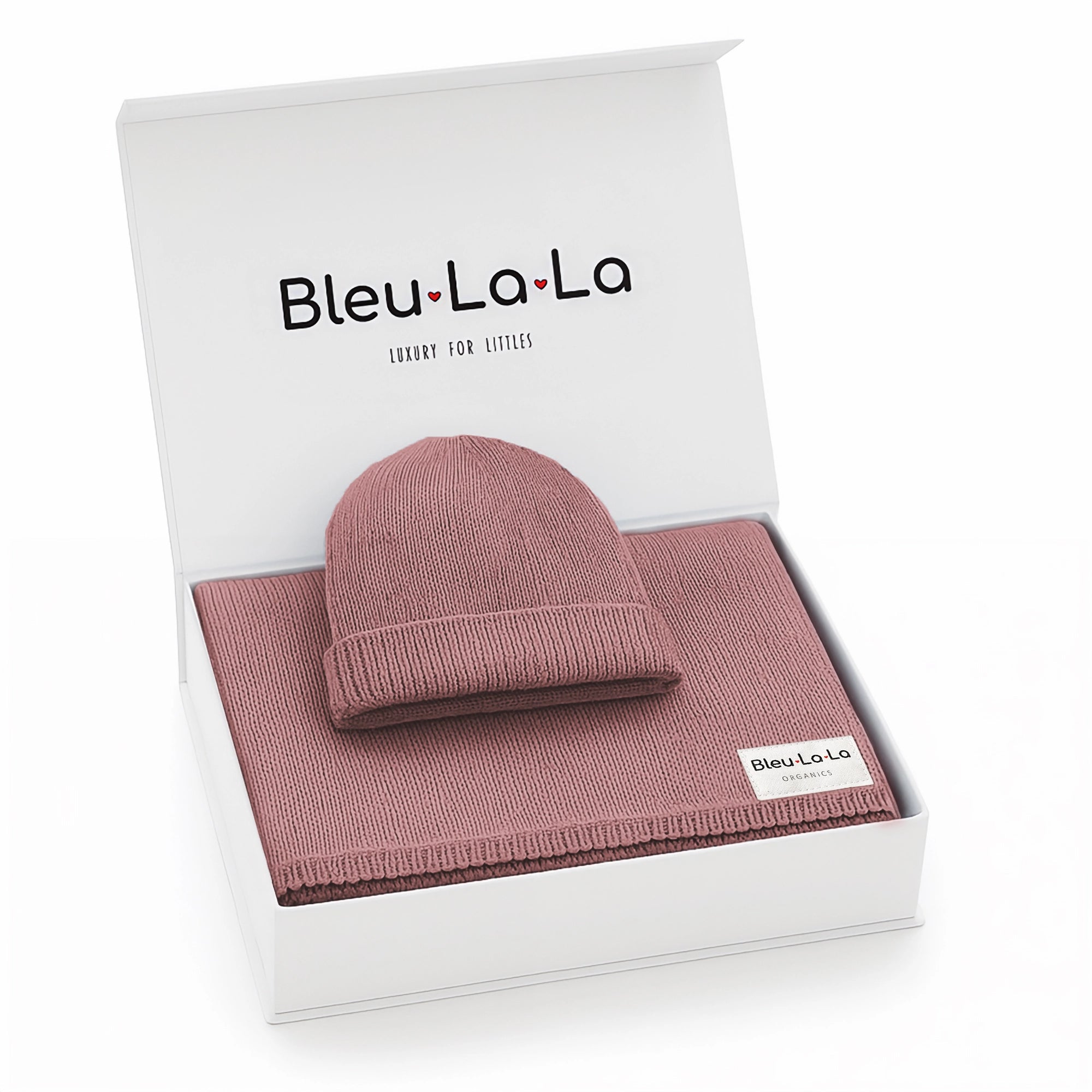 100% COTTON KNIT BLANKET + HAT LUXE GIFT SET
