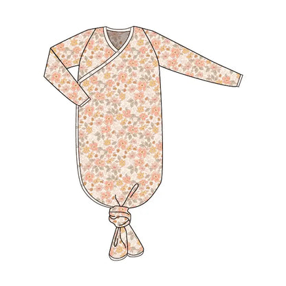 SPRING FLORAL KNOTTED GOWN