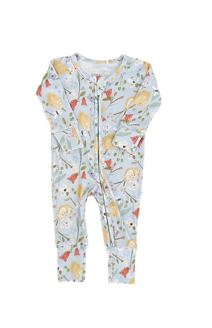 LEMON FLORAL RIBBED BAMBOO ROMPER