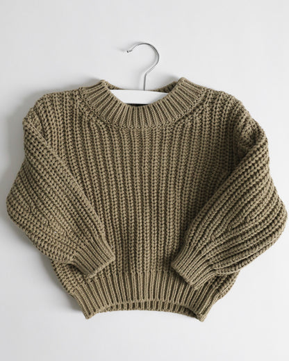 OLIVE CHUNKY KNIT SWEATER