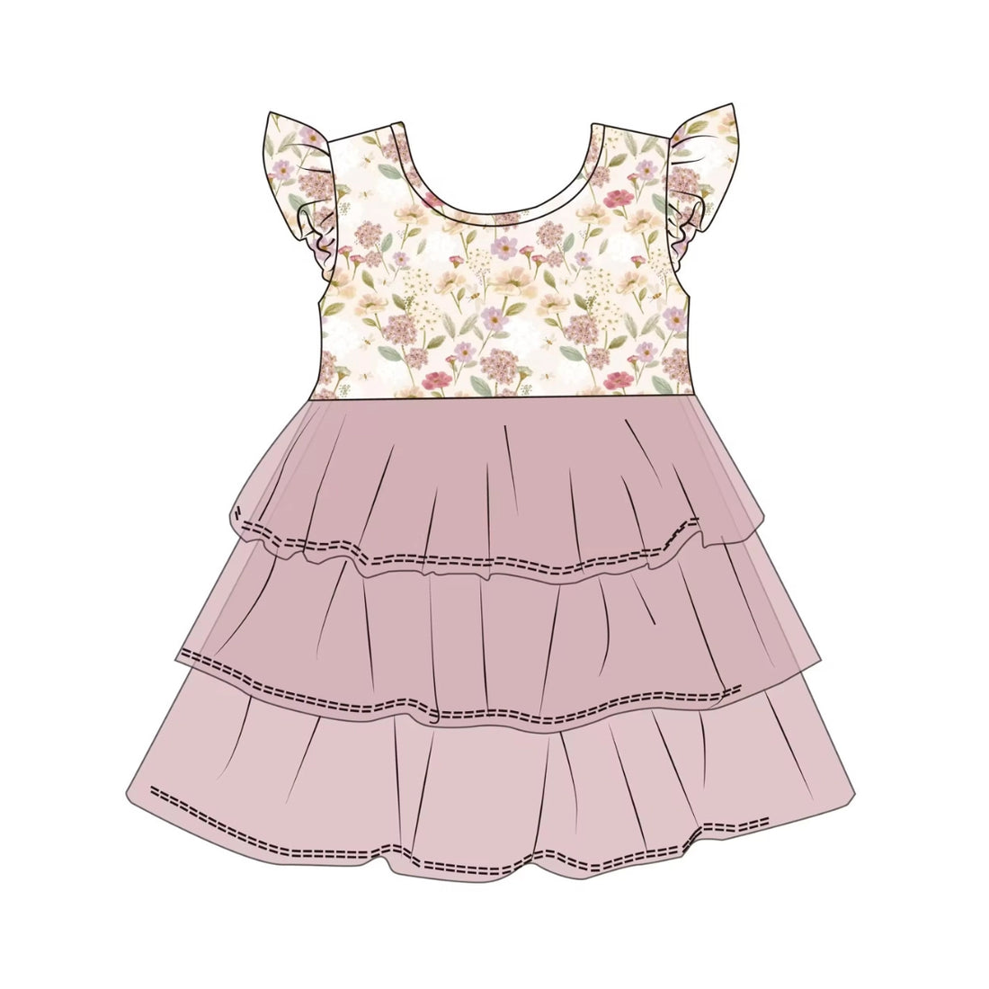 WILLOW BAMBOO FLUTTER SLEEVE TULLE DRESS