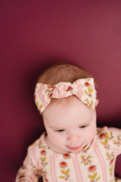 VINTAGE FLORAL STRIPE BAMBOO HEADBAND