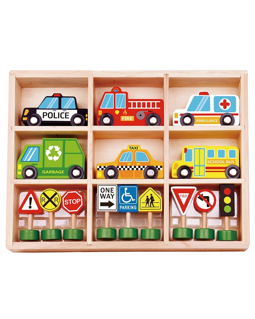 WOODEN TRANSPORTATION SET