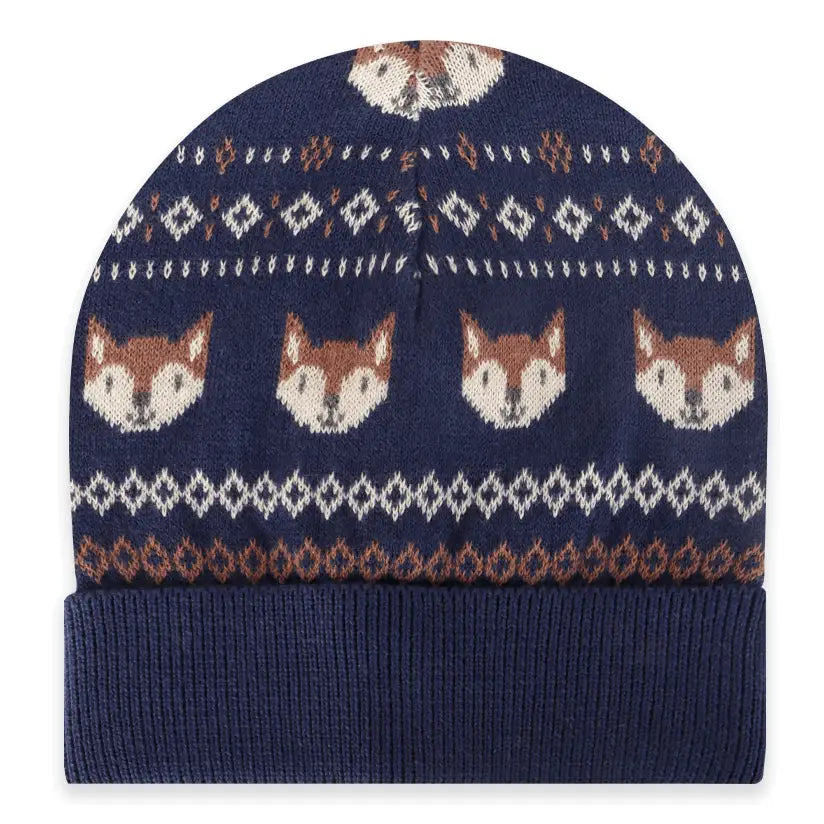 FOX FAIR ISLE KNIT BABY BEANIE