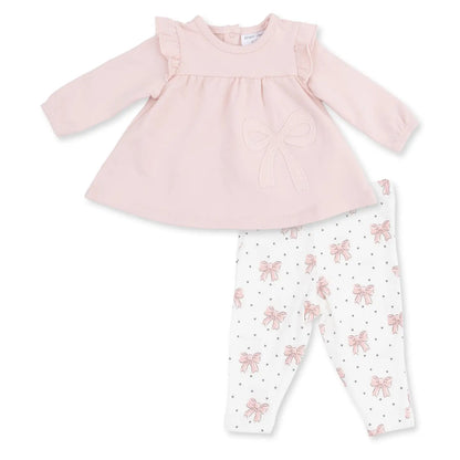 LONG SLEEVE SWEATSHIRT WITH LEGGINGS - VEILED PINK BOWS