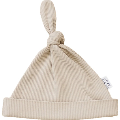 OATMEAL ORGANIC RIBBED NEWBORN HAT