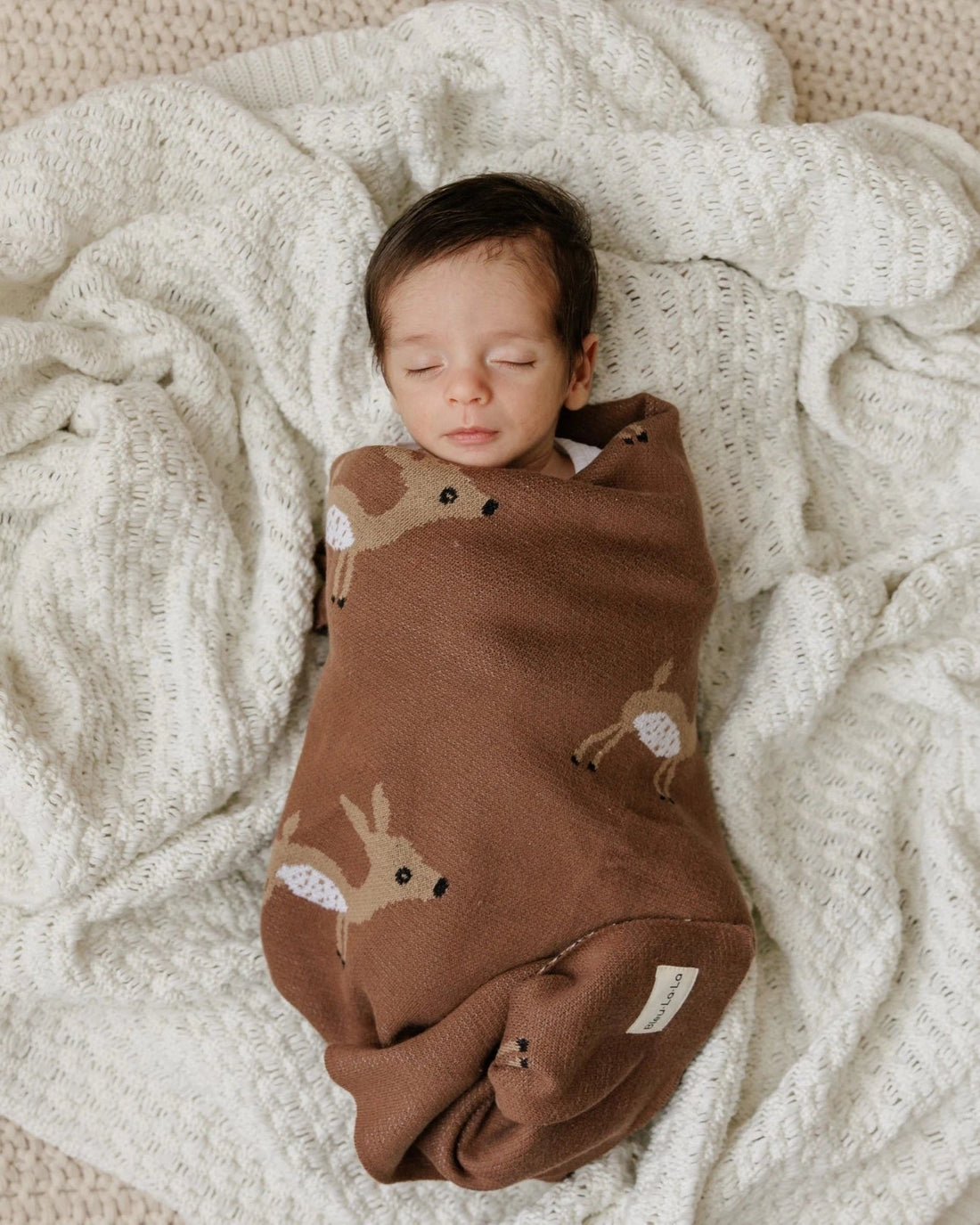 MOCHA DEER - 100% COTTON SWADDLE BLANKET