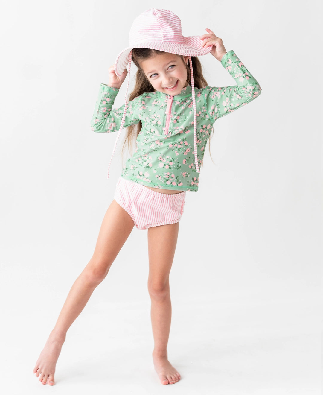 TEA ROSES LONG SLEEVE RASH GUARD - 2 PIECE