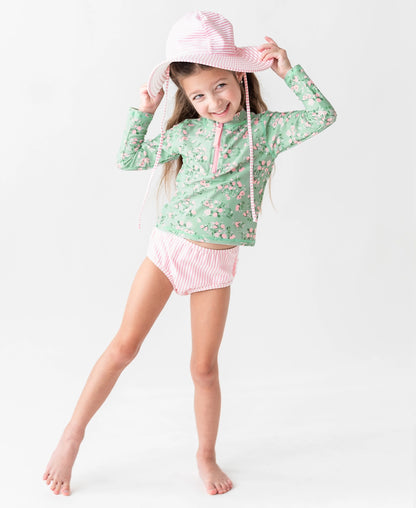 TEA ROSES LONG SLEEVE RASH GUARD - 2 PIECE