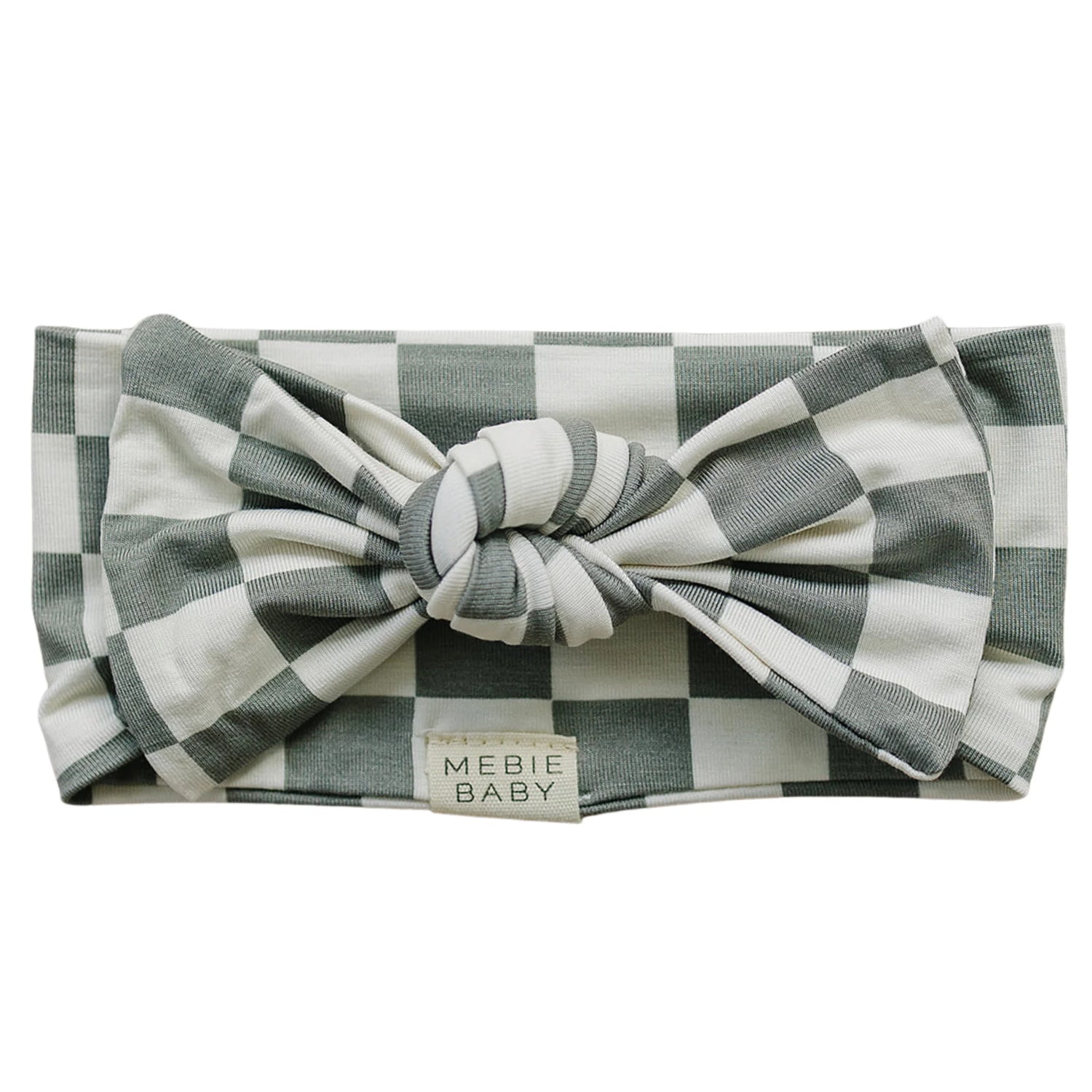 LIGHT GREEN CHECKERED BAMBOO HEAD WRAP