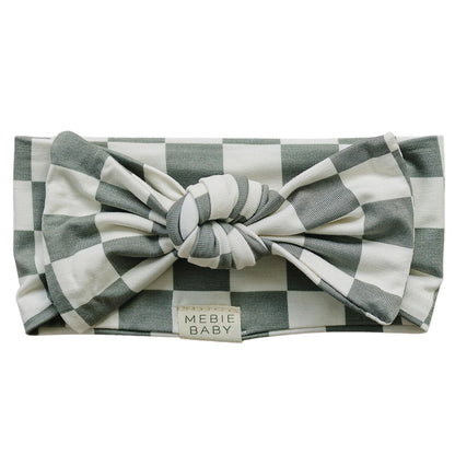 LIGHT GREEN CHECKERED BAMBOO HEAD WRAP
