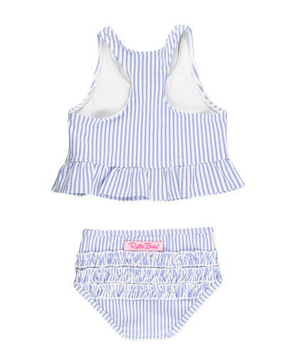 PERIWINKLE SEERSUCKER PEPLUM TANKINI