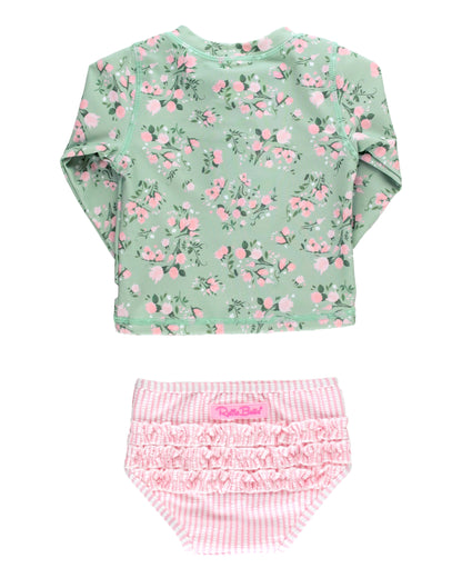 TEA ROSES LONG SLEEVE RASH GUARD - 2 PIECE