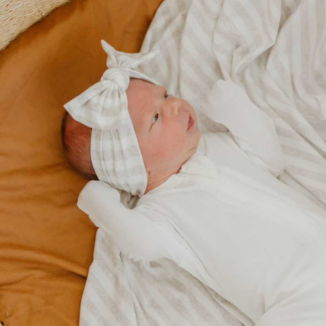 KNIT HEADBAND BOW - COASTAL