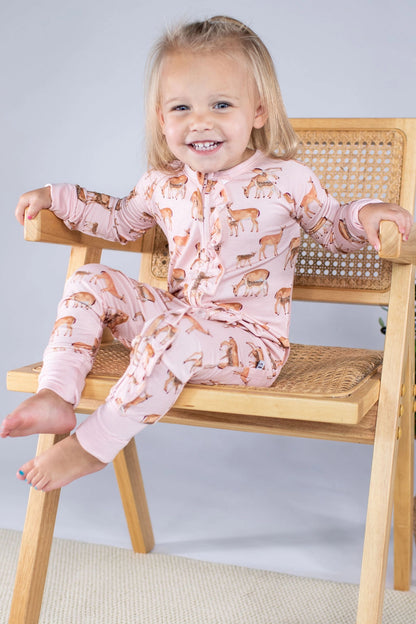 DOES + FAWNS CONVERTIBLE ZIP ONESIE