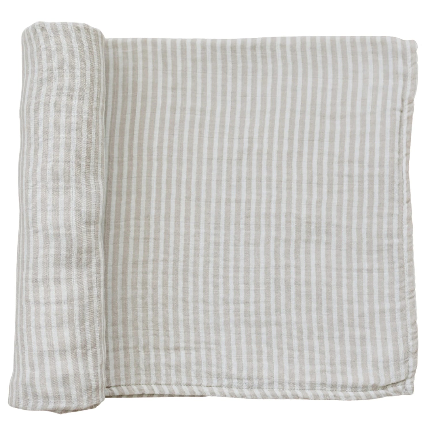 TAUPE STRIPE MUSLIN SWADDLE BLANKET