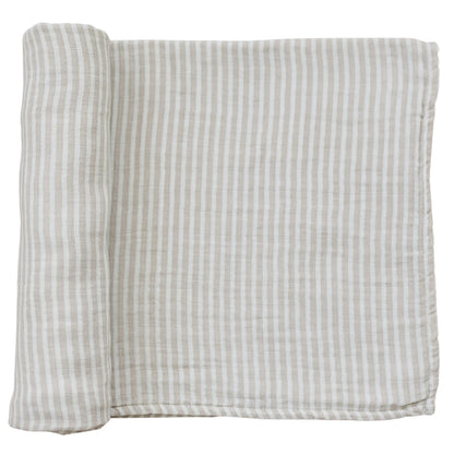 TAUPE STRIPE MUSLIN SWADDLE BLANKET