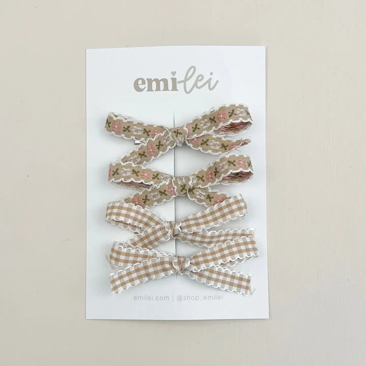FLORAL + GINGHAM PIGTAIL BOW CLIPS