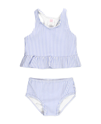 PERIWINKLE SEERSUCKER PEPLUM TANKINI