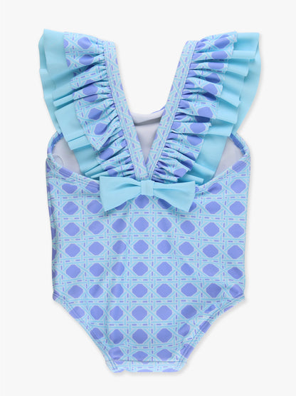 COASTAL CANE BOW V-BACK ONE PIECE SWIMSUIT