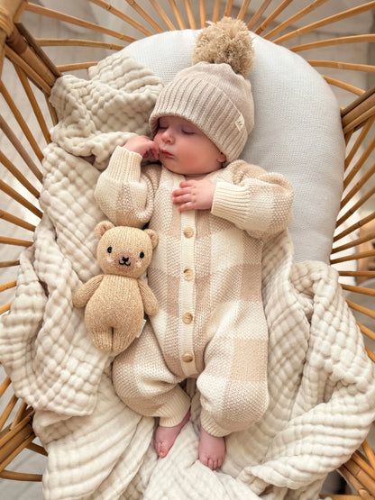 GINGHAM KNIT JUMSUIT