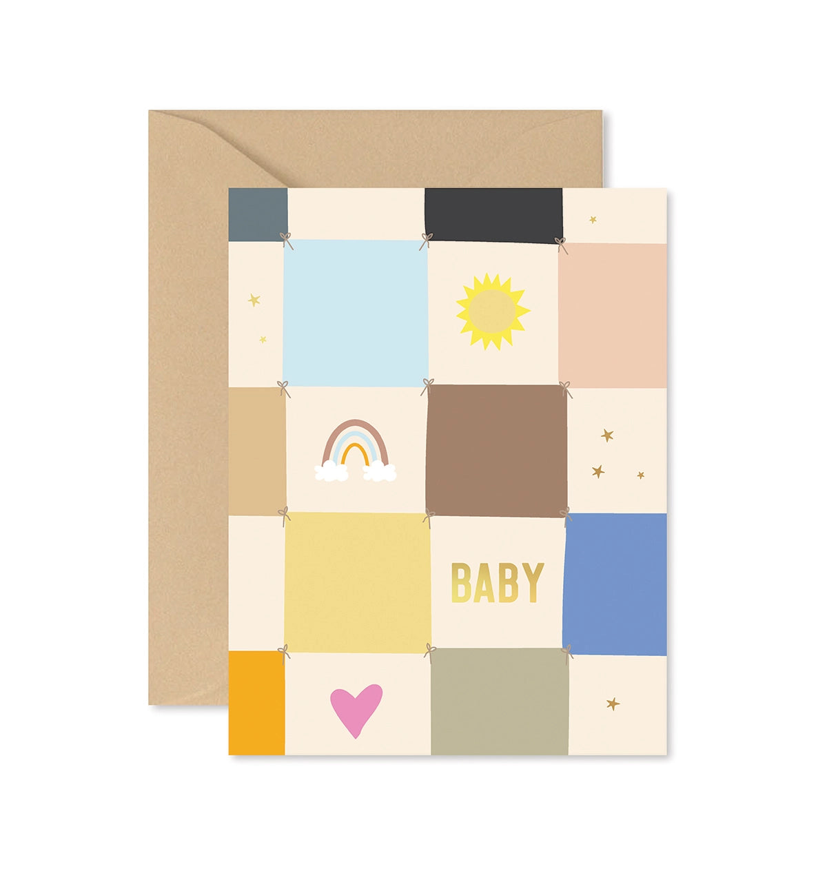 CHECKERBOARD BABY QUILT GREETING CARD