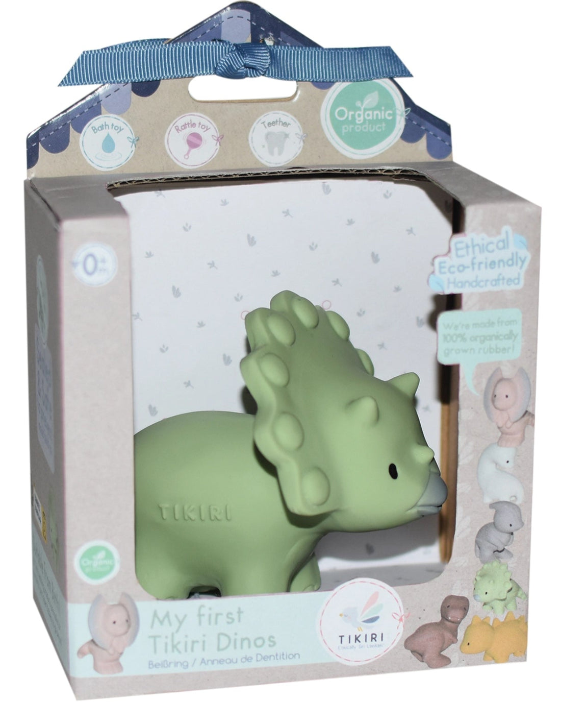 DINO NATURAL RUBBER TEETHER + BATH TOY
