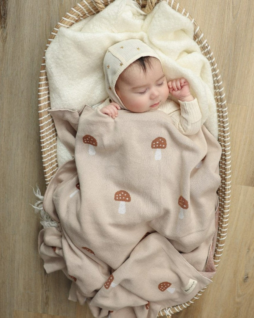 MUSHROOM - 100% COTTON SWADDLE BLANKET