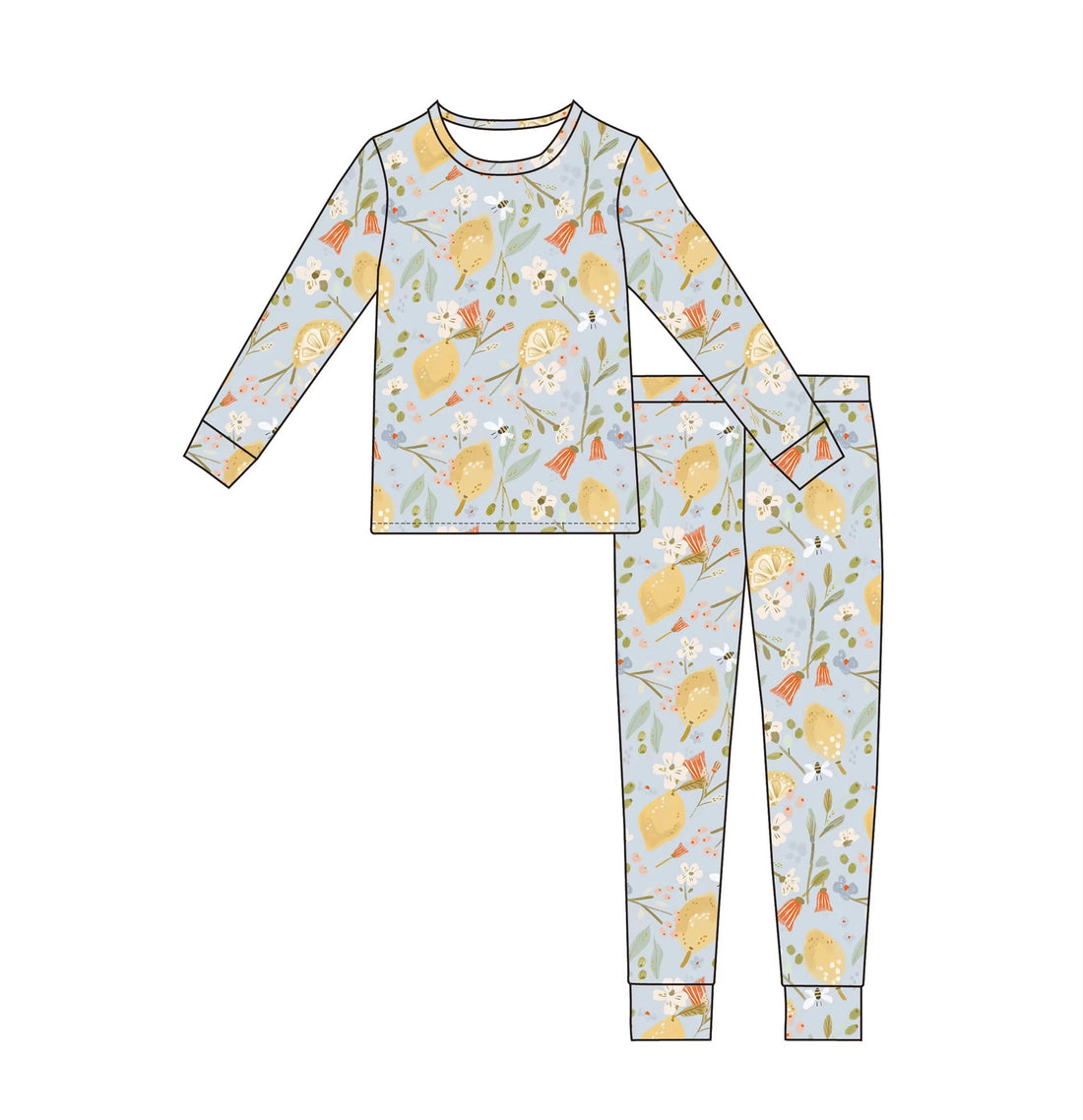 LEMON FLORAL BAMBOO TWO PIECE SET