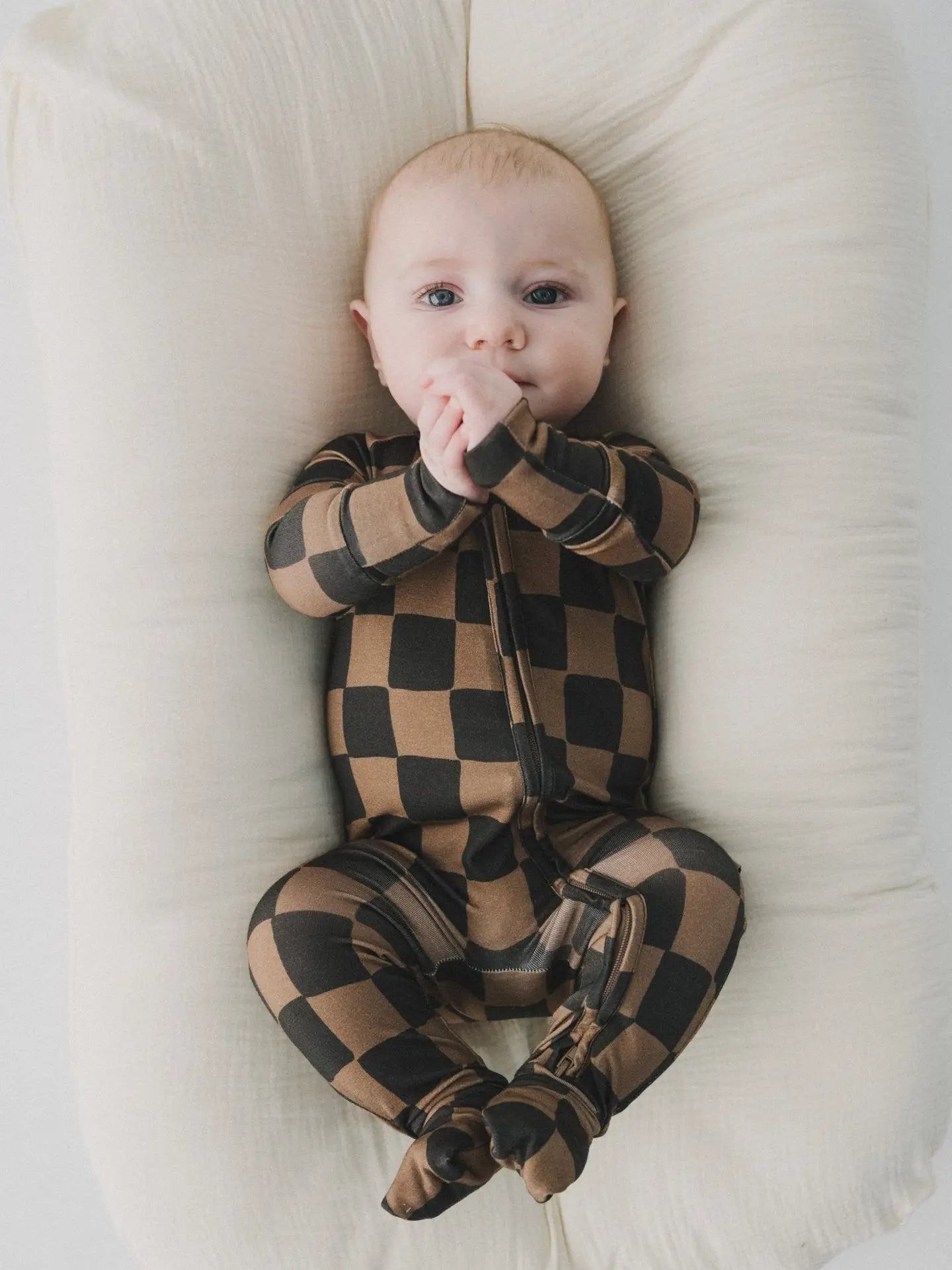 INK &amp; EARTH CHECKERED ZIPPER ROMPER