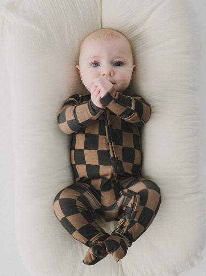 INK &amp; EARTH CHECKERED ZIPPER ROMPER