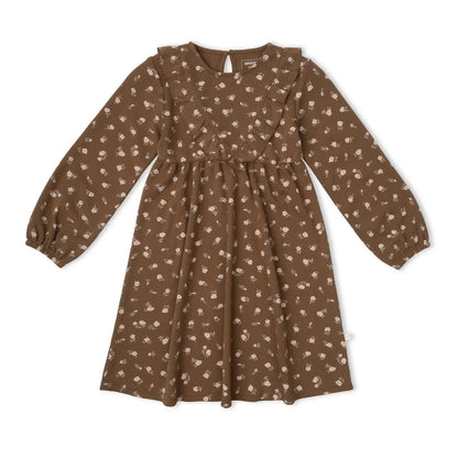 PRIMROSE ORGANIC LONG SLEEVE RUFFLE DRESS