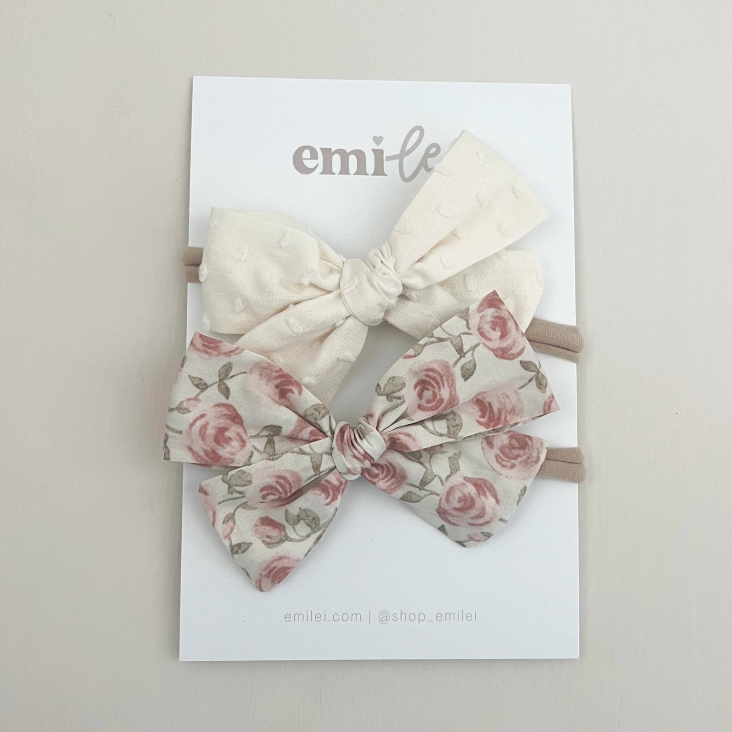 BLUSHING ROSE BOW HEADBAND SET