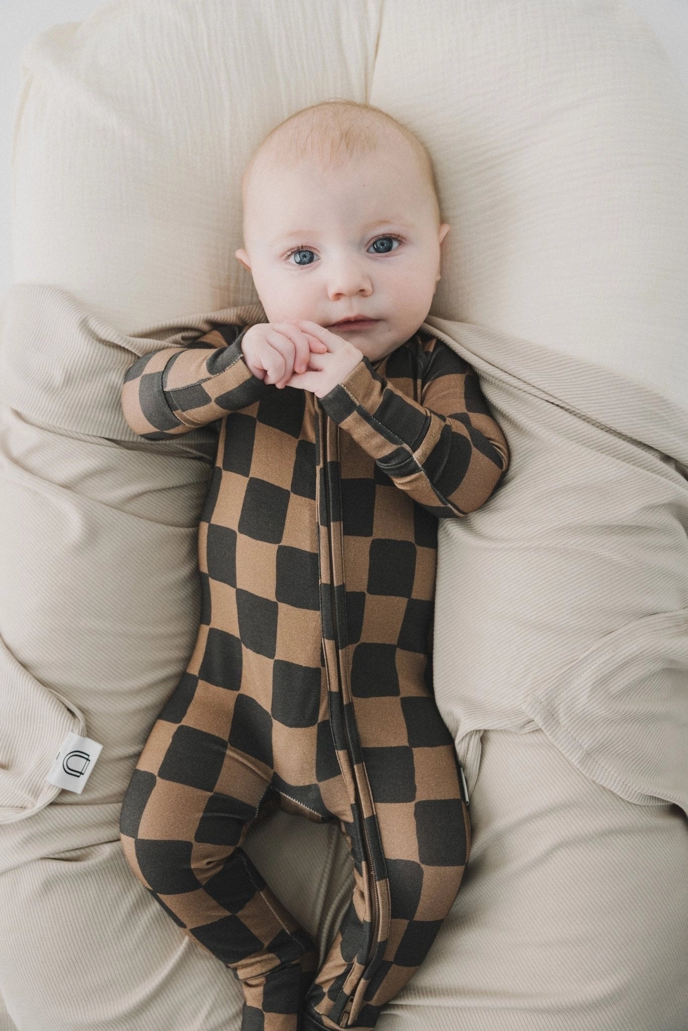 INK &amp; EARTH CHECKERED ZIPPER ROMPER