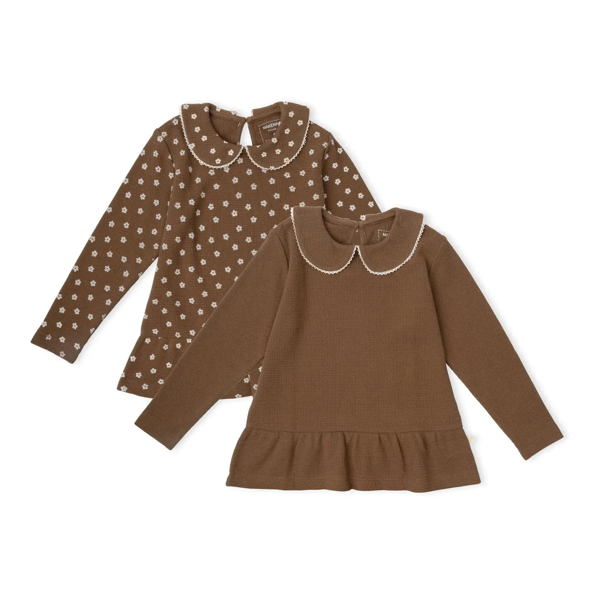 CHESTNUT BLOOM ORGANIC COLLAR PEPLUM TOP