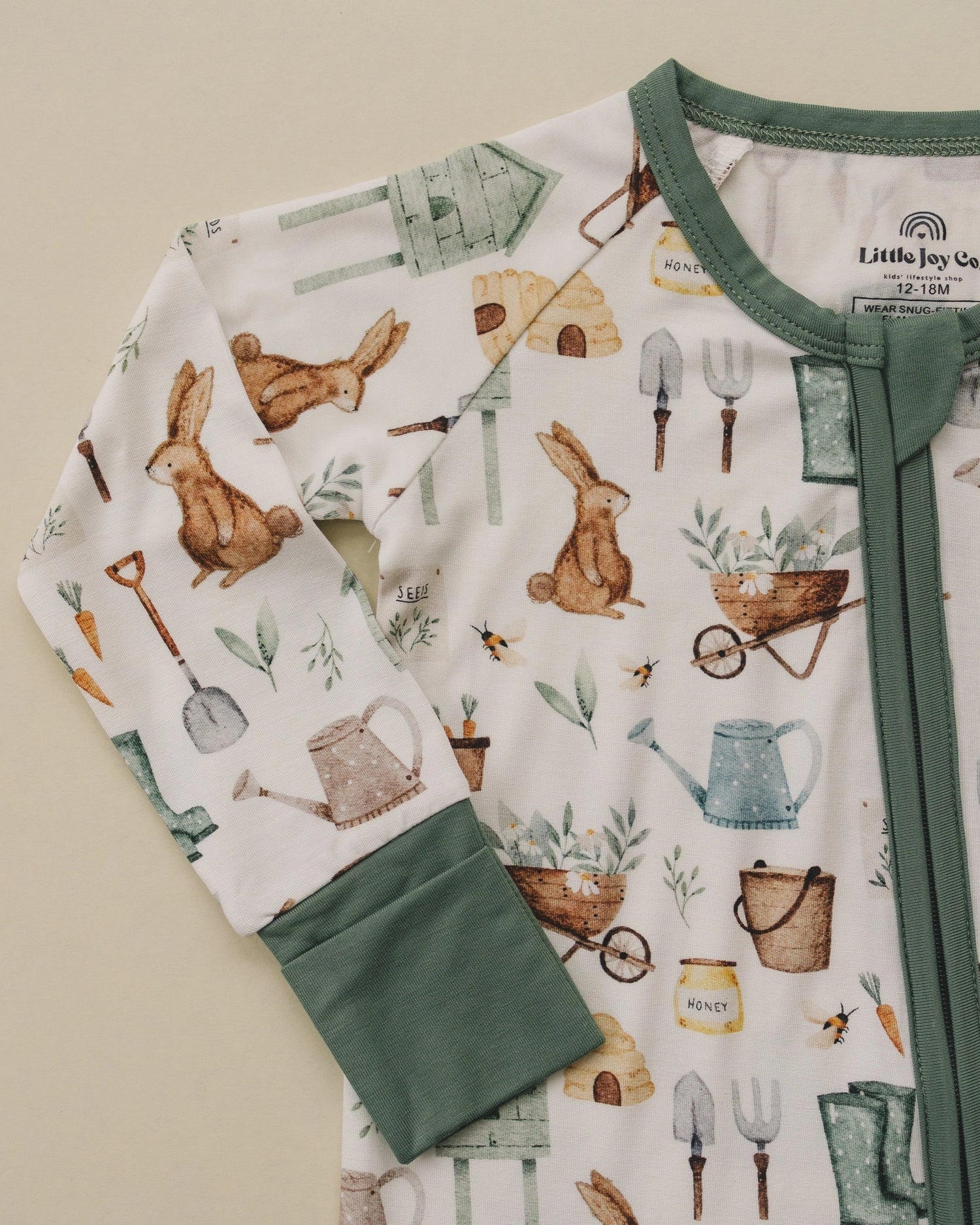 COTTONTAIL GARDEN ONESIE - BAMBOO