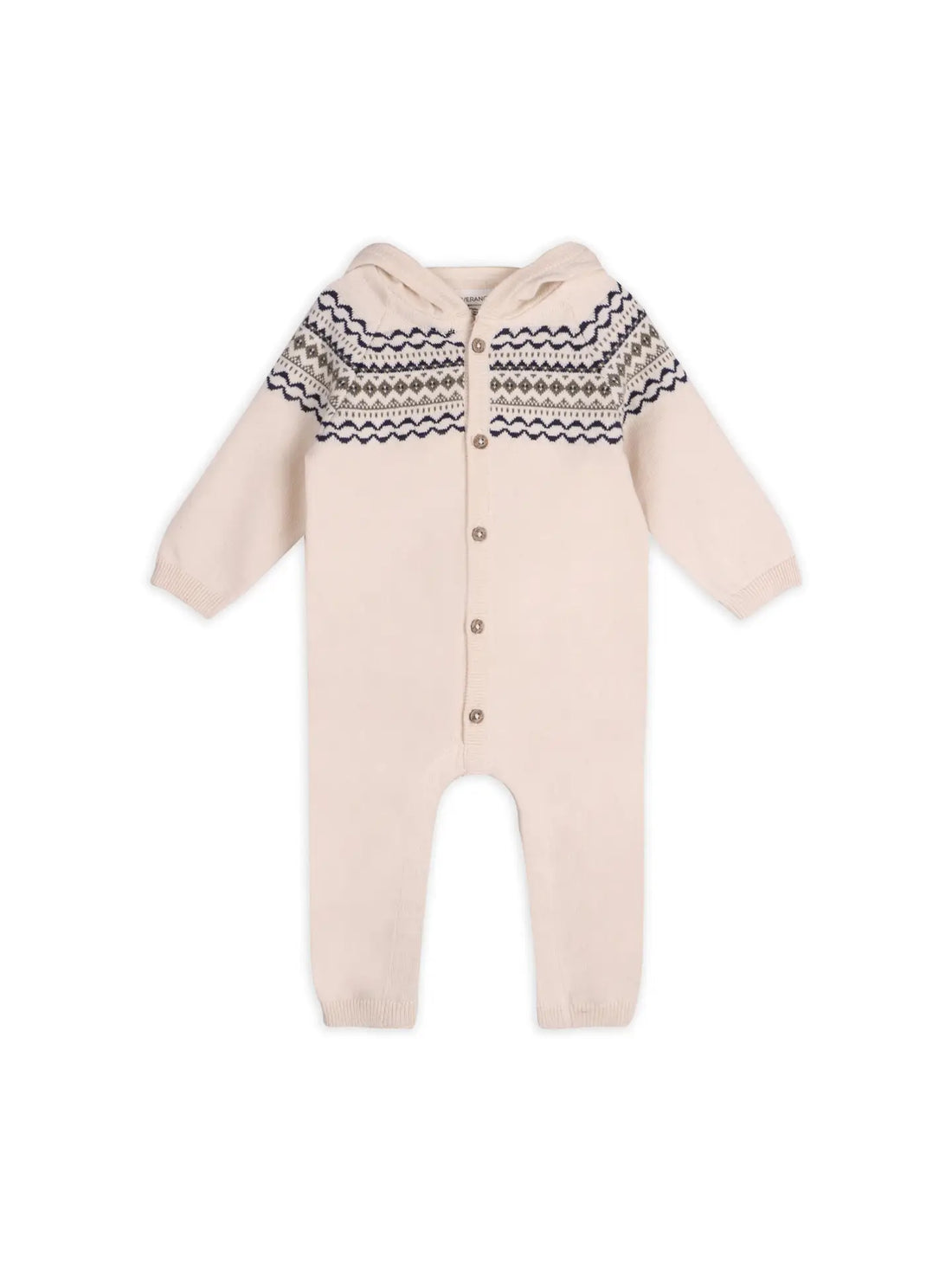 FAIR ISLE JACQUARD KNIT HOODED JUMPSUIT