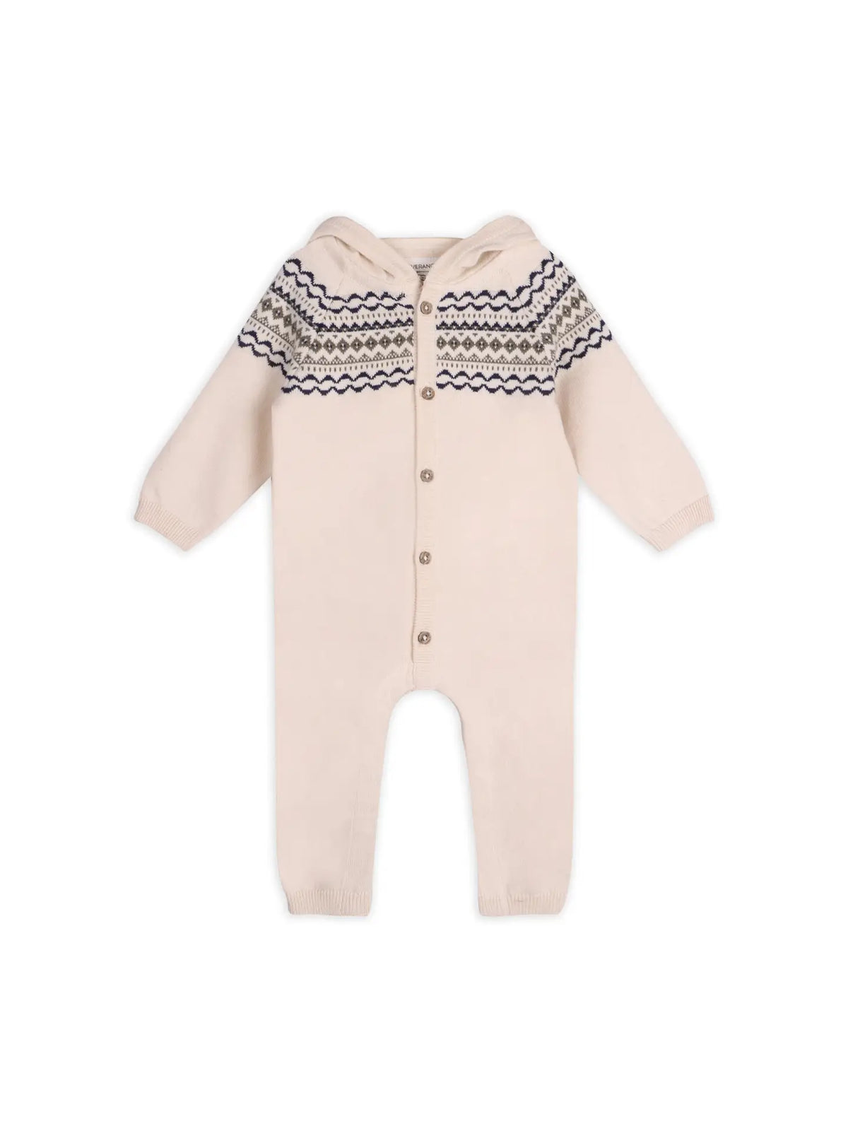 FAIR ISLE JACQUARD KNIT HOODED JUMPSUIT