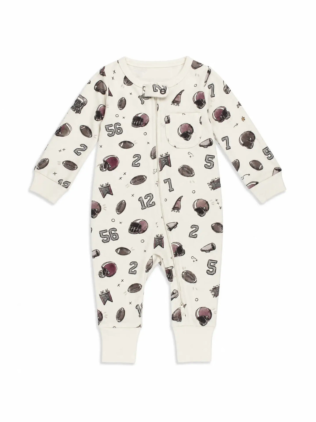 ORGANIC ZIPPER ROMPER - TOUCHDOWN