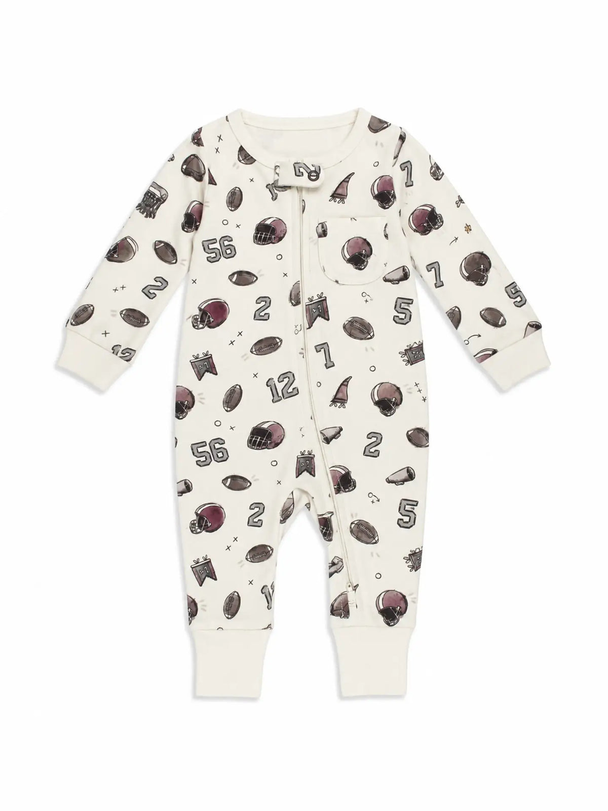 ORGANIC ZIPPER ROMPER - TOUCHDOWN