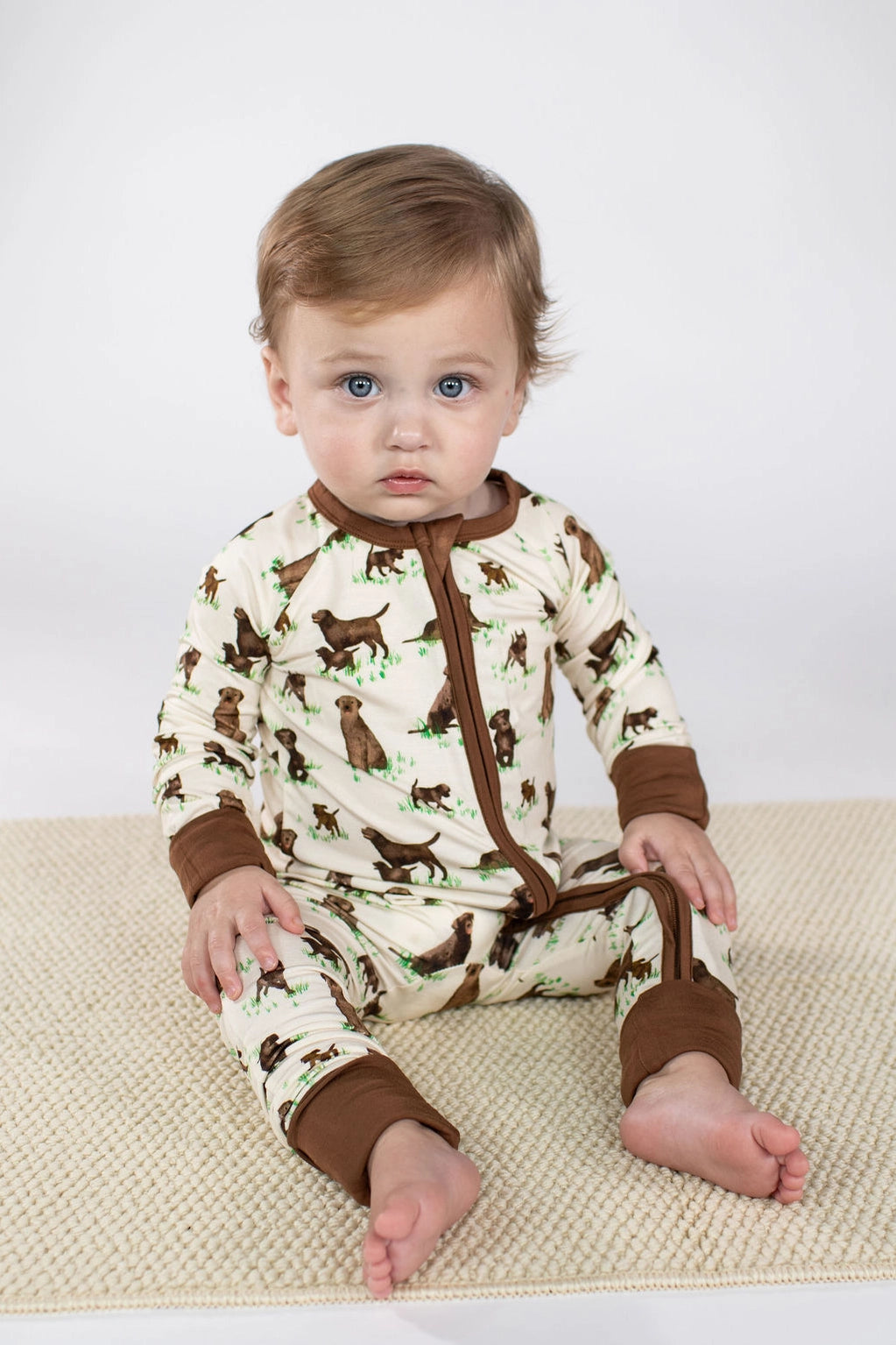 CHOCOLATE LAB CONVERTIBLE ZIP ONESIE