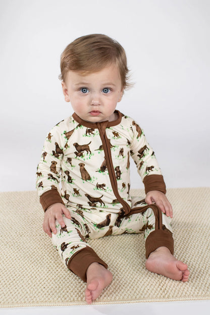 CHOCOLATE LAB CONVERTIBLE ZIP ONESIE