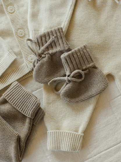 KNIT BOOTIES - HEATHERED MOCHA