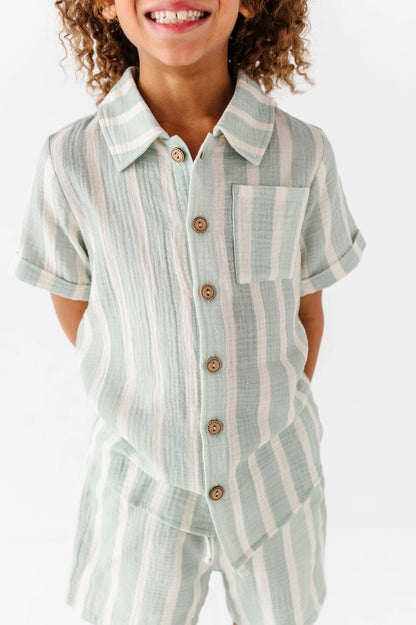 MINT BAY STRIPES LINEN SET
