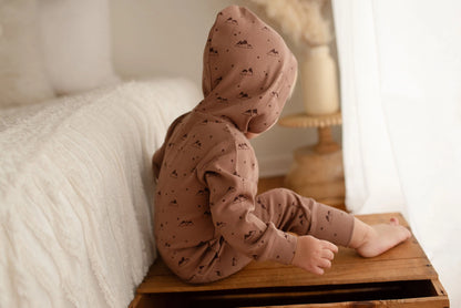ORGANIC ZIPPER ROMPER - LATTE MOUNTAIN