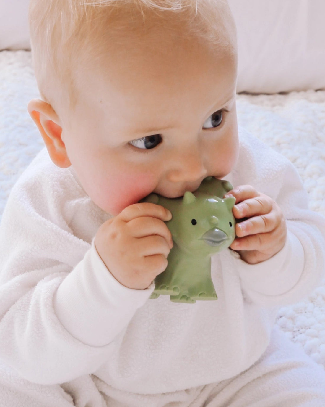 DINO NATURAL RUBBER TEETHER + BATH TOY