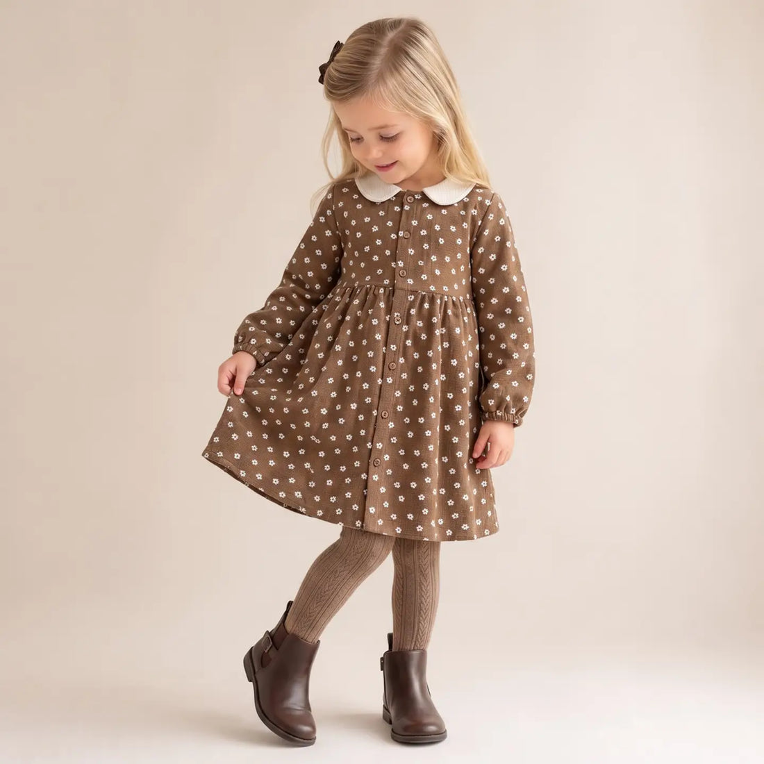 CHESTNUT BLOOM ORGANIC COLLARED DRESS