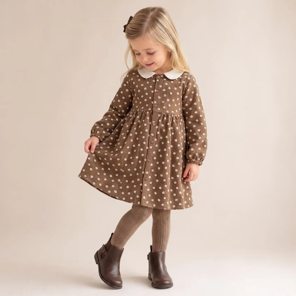 CHESTNUT BLOOM ORGANIC COLLARED DRESS